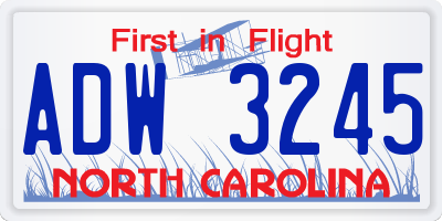 NC license plate ADW3245