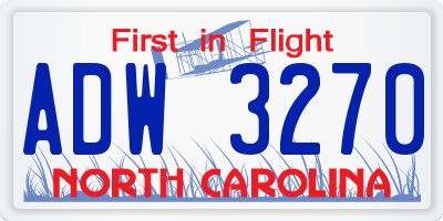 NC license plate ADW3270