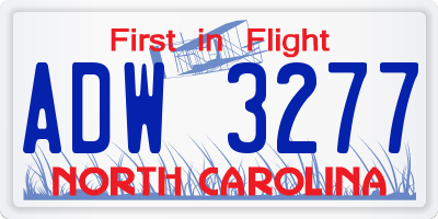 NC license plate ADW3277