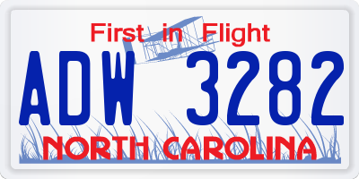 NC license plate ADW3282