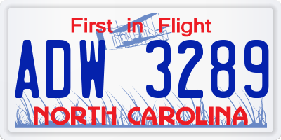 NC license plate ADW3289