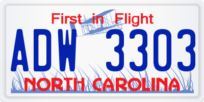 NC license plate ADW3303