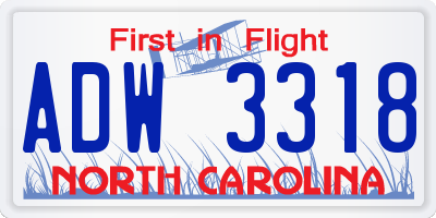 NC license plate ADW3318