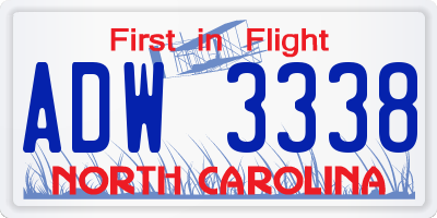 NC license plate ADW3338