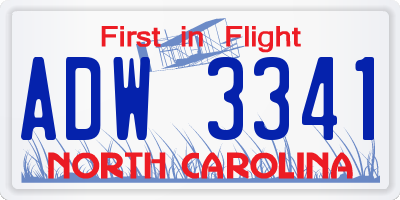 NC license plate ADW3341