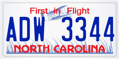 NC license plate ADW3344