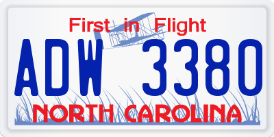NC license plate ADW3380