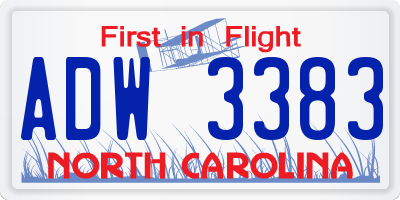 NC license plate ADW3383