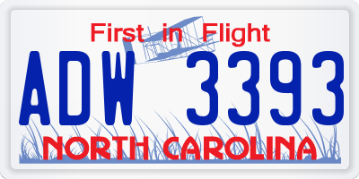 NC license plate ADW3393