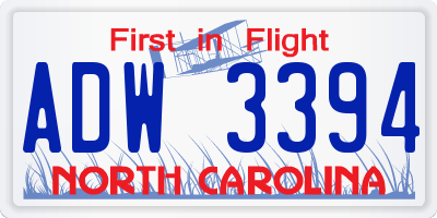 NC license plate ADW3394