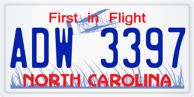 NC license plate ADW3397
