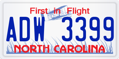 NC license plate ADW3399