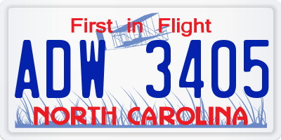 NC license plate ADW3405