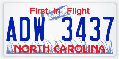 NC license plate ADW3437