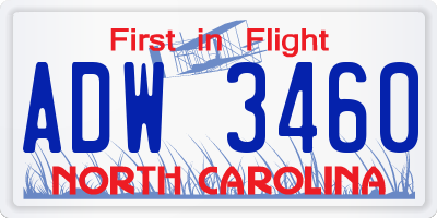 NC license plate ADW3460