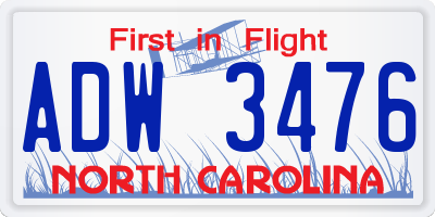 NC license plate ADW3476