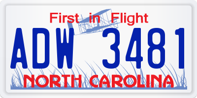 NC license plate ADW3481