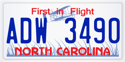 NC license plate ADW3490