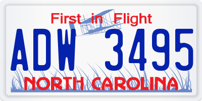 NC license plate ADW3495