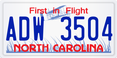 NC license plate ADW3504