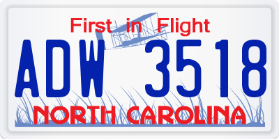 NC license plate ADW3518