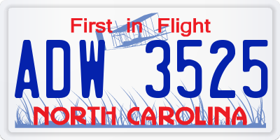 NC license plate ADW3525