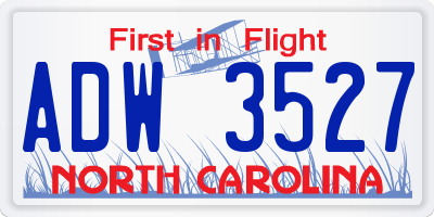 NC license plate ADW3527