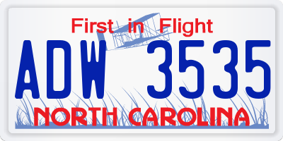 NC license plate ADW3535