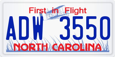 NC license plate ADW3550