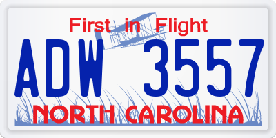 NC license plate ADW3557