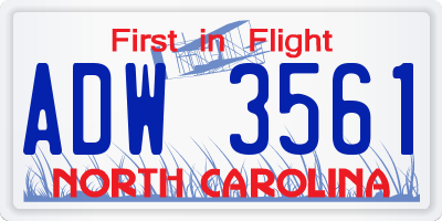 NC license plate ADW3561