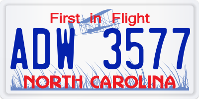 NC license plate ADW3577