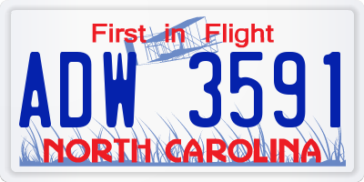 NC license plate ADW3591