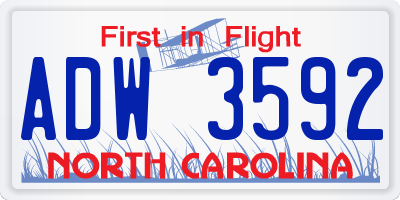 NC license plate ADW3592