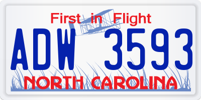 NC license plate ADW3593