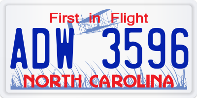 NC license plate ADW3596
