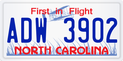 NC license plate ADW3902