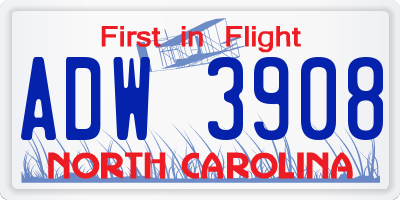 NC license plate ADW3908