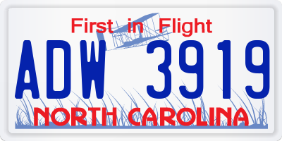 NC license plate ADW3919