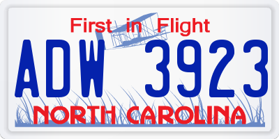 NC license plate ADW3923