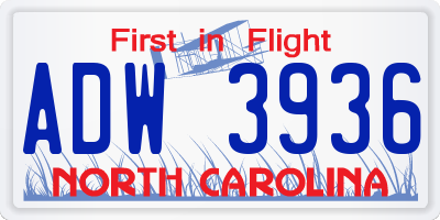 NC license plate ADW3936