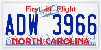NC license plate ADW3966