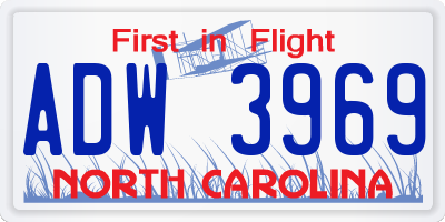 NC license plate ADW3969