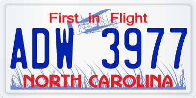 NC license plate ADW3977