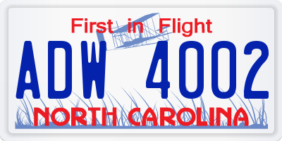 NC license plate ADW4002
