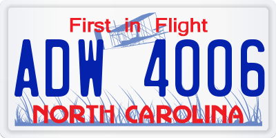 NC license plate ADW4006