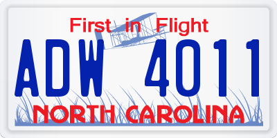NC license plate ADW4011