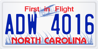 NC license plate ADW4016