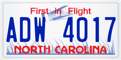NC license plate ADW4017
