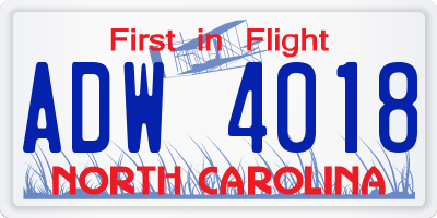 NC license plate ADW4018